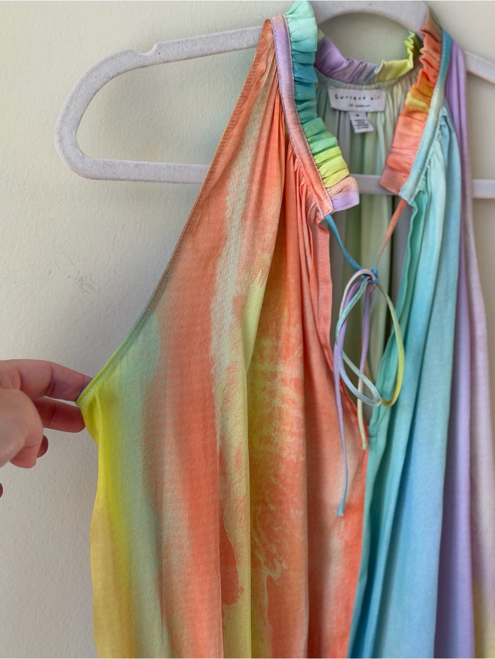 Current Air Cara Pleated Mini Dress Pastel Rainbow Colorful Size Medium Swing - Picture 8 of 16
